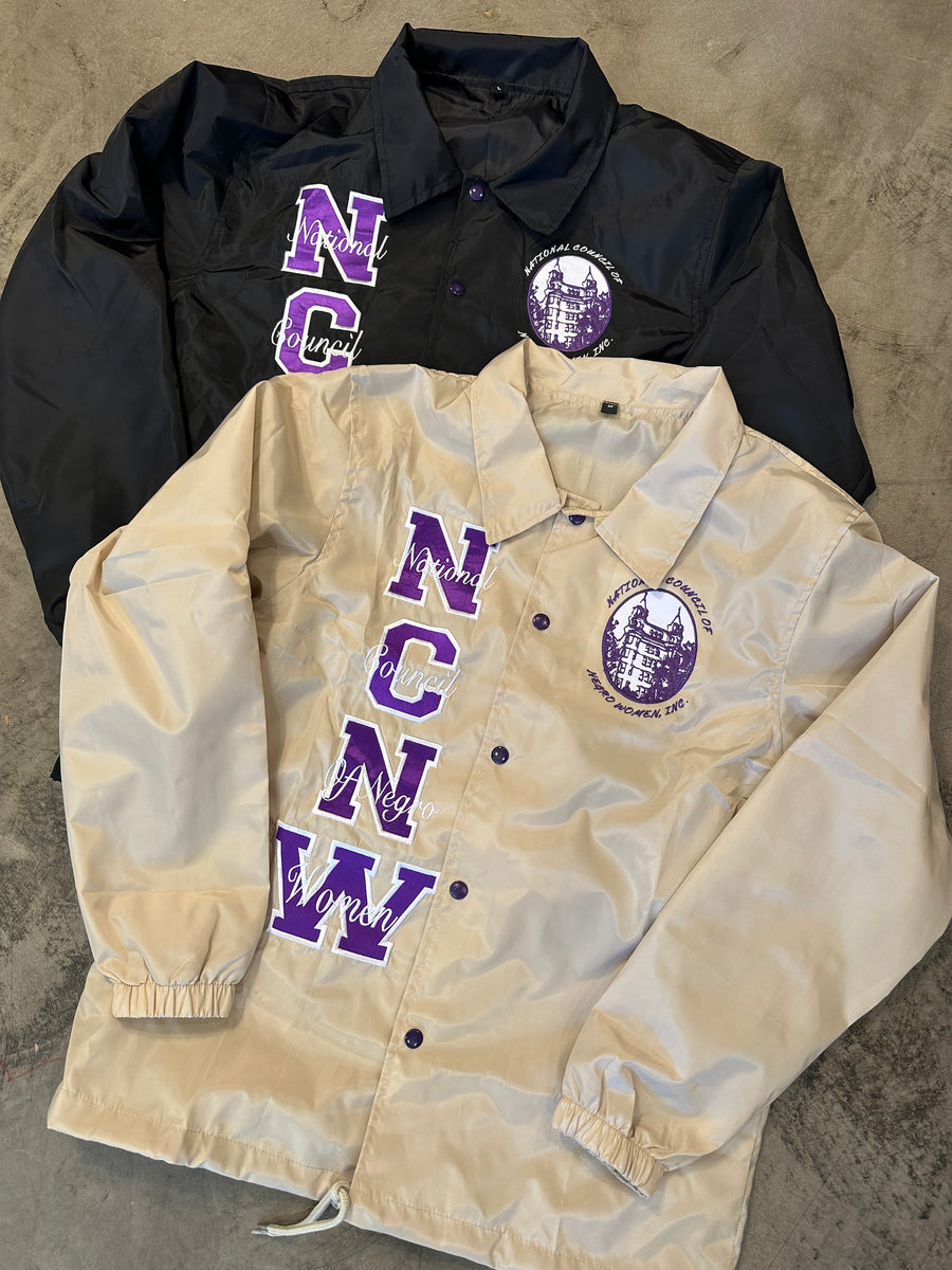 KUON クオン FOIL COATED Coaches Jacket NCNW - Coaches Jacket (RTS) – Campus Greek & Embroidery Shop