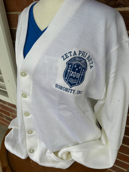 D9 - Zeta & Sigma Premium Cardigan (White)