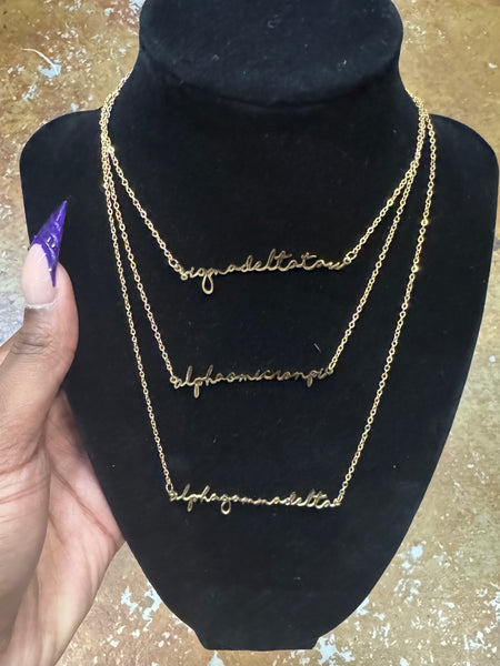 Sorority Jewelry - Gold Script Necklace