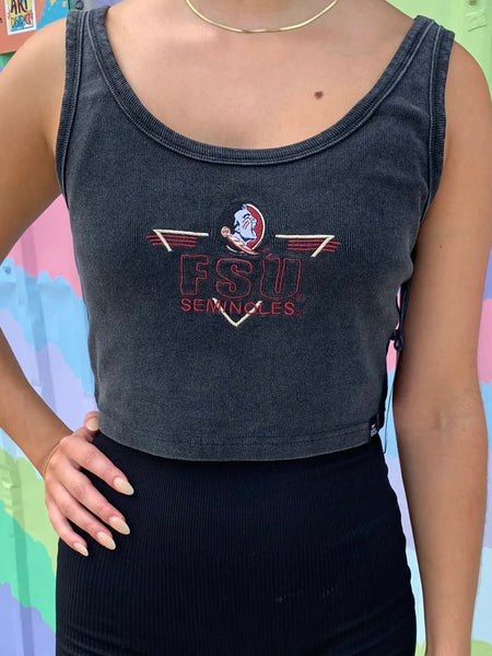 FSU - Embroidered Cropped Ribbed Tank