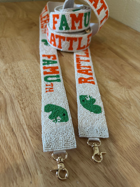 FAMU CG - NEW Black and White Beaded Purse Straps (RTS)