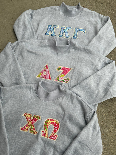 Limited Edition Sorority Mock Neck Sweatshirts (Lilly Pulitzer Fabric)