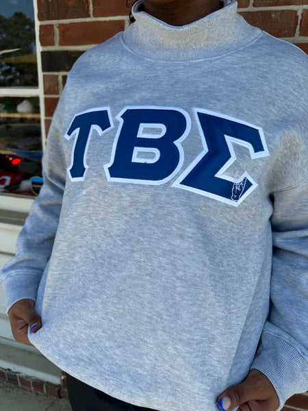 Tau Beta Sigma - STITCH LETTER MOCK NECK SWEATSHIRT