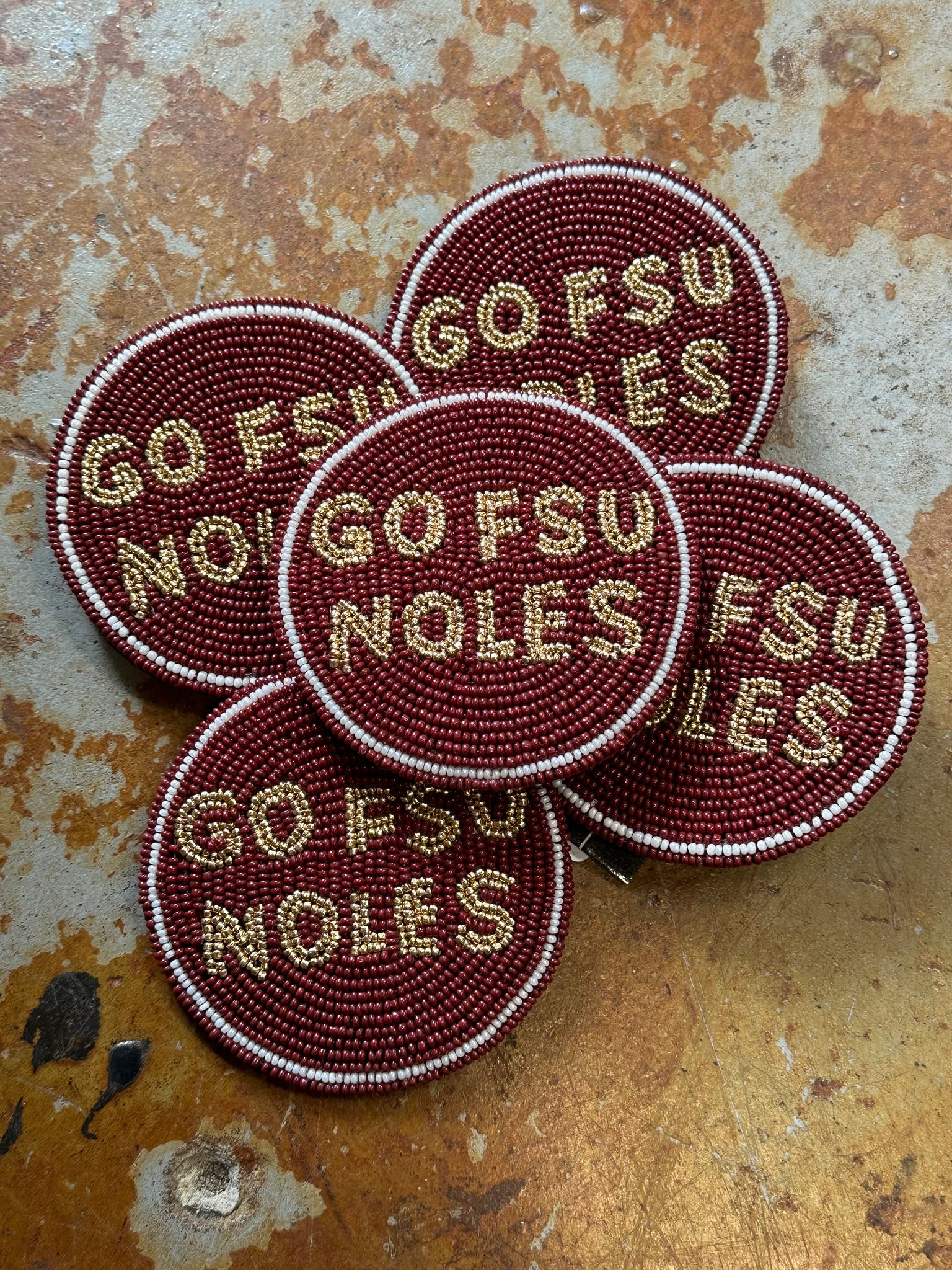 3" Beaded Go FSU Noles Button!