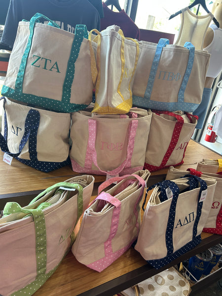 Sorority Polka Dot Tote Bags