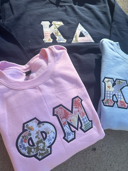 Patchwork Sorority Stitch Letter Sweatshirt