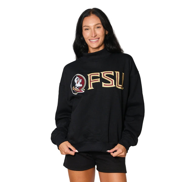 FSU - Black Embroidered Mockneck
