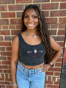 FSU - Embroidered Cropped Ribbed Tank