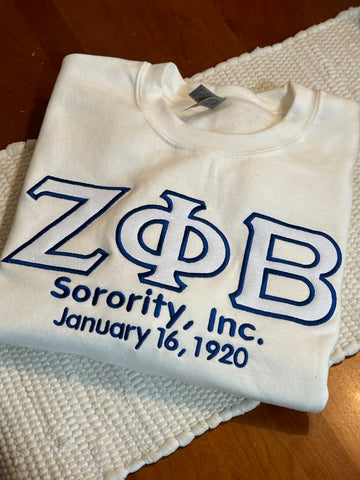 Zeta Founders Day Glitter Embroidered Sweatshirt