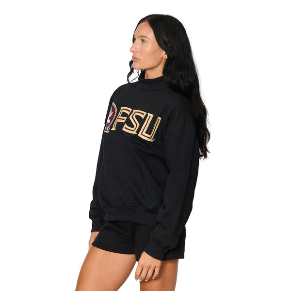 FSU - Black Embroidered Mockneck
