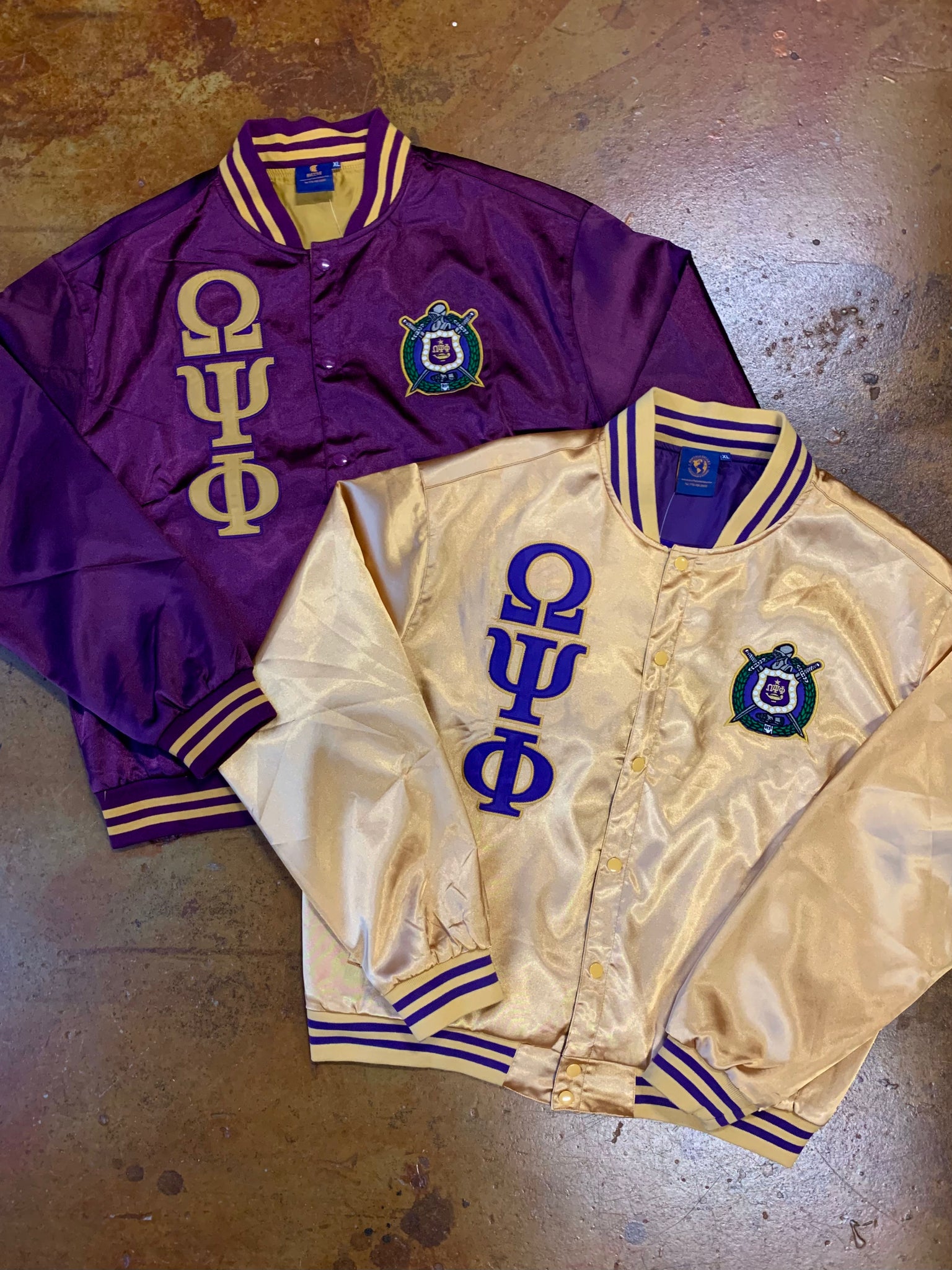 D9 Premium Omega Satin Jacket Campus Greek Embroidery Shop