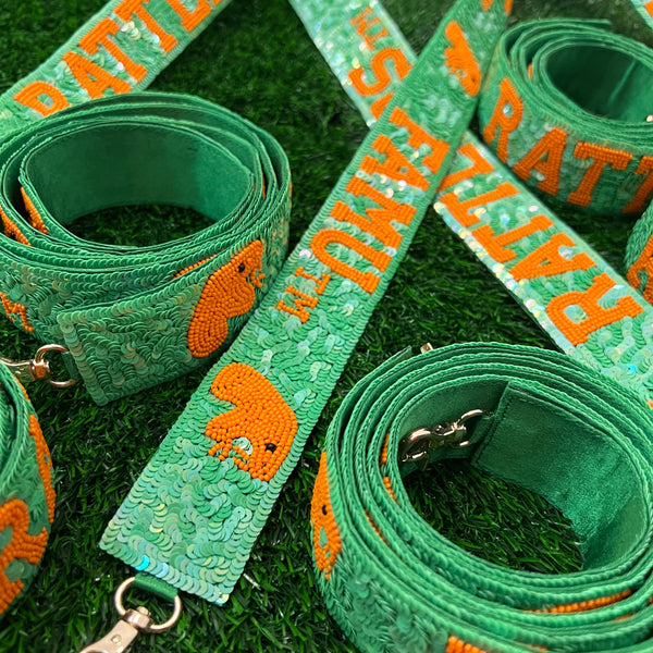 FAMU CG - Green Sequin/Beaded Purse Straps