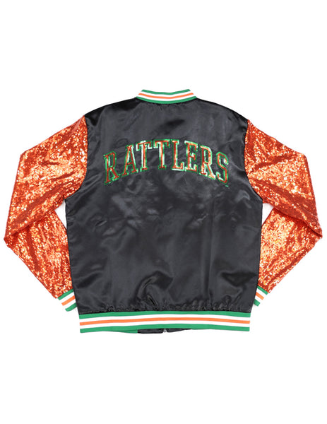 FAMU - Black Sequins Satin Women's Cut Baseball Jacket