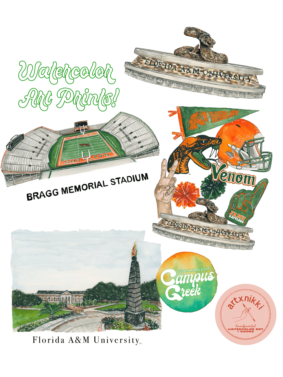 FAMU - Watercolor Art Prints (Multiple Prints) – Campus Greek ...