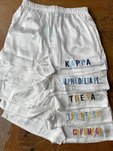 OTM - Sorority Satin Embroidered Lounge Shorts