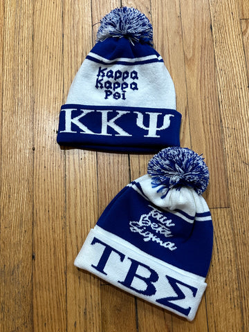 KKPsi & TBS Knit Woven Pom Beanie