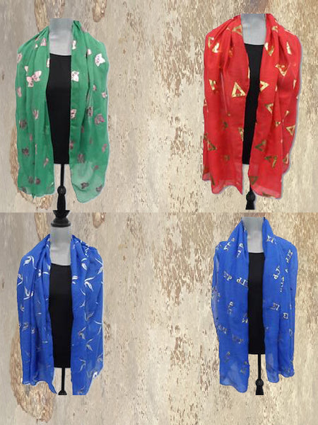 D9 - Sorority Foil Printed Gauze Scarves
