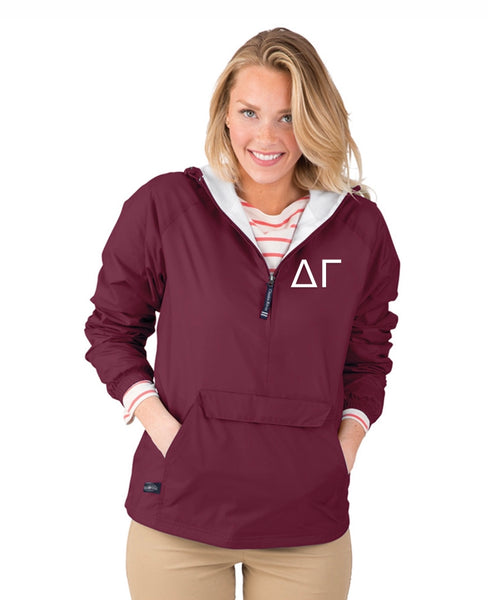 Sorority Rain Jacket Anorak - Black,White, Garnet and Green