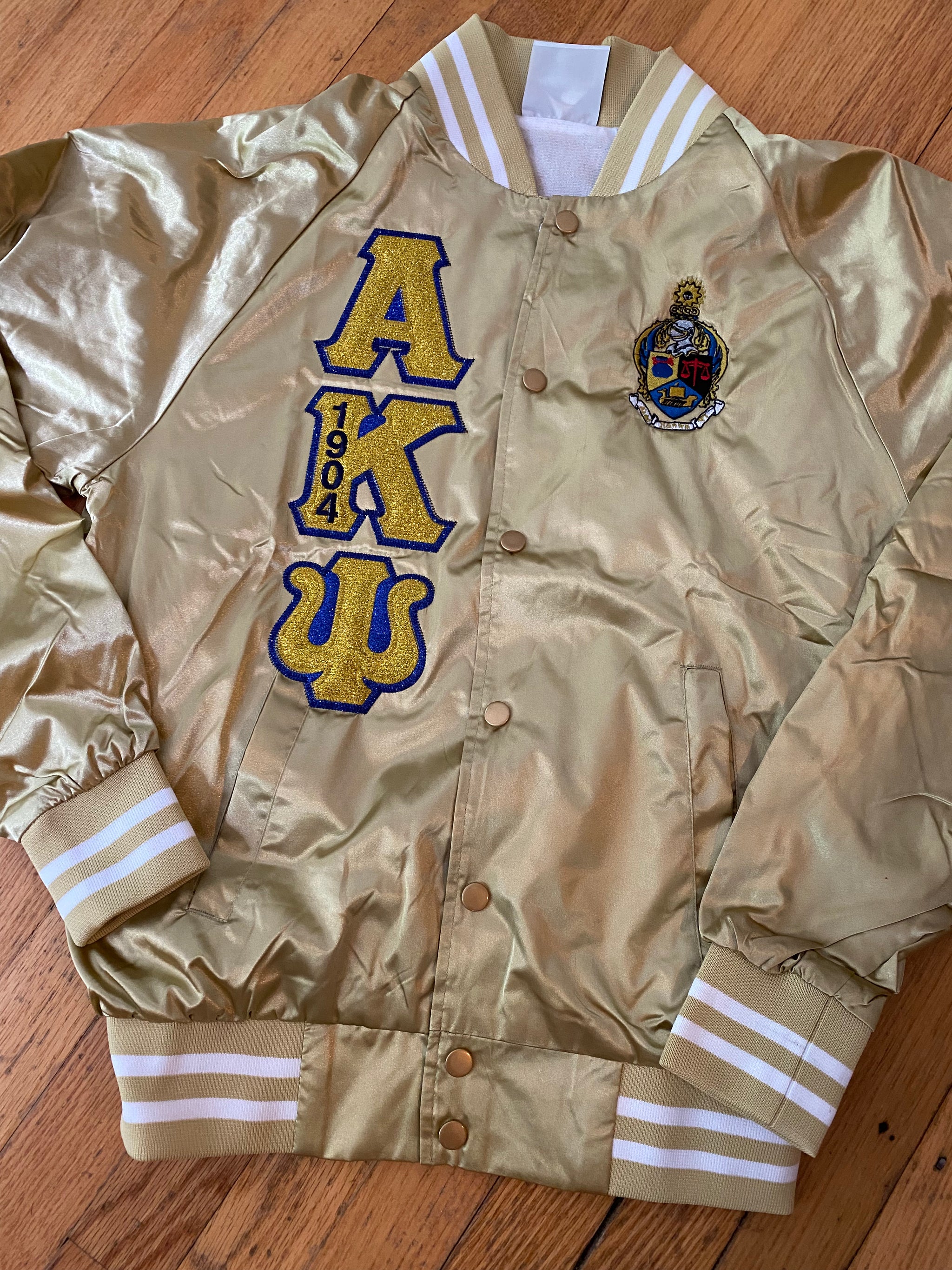 Alpha Kappa Psi Satin Bomber Jacket Campus Greek Embroidery Shop