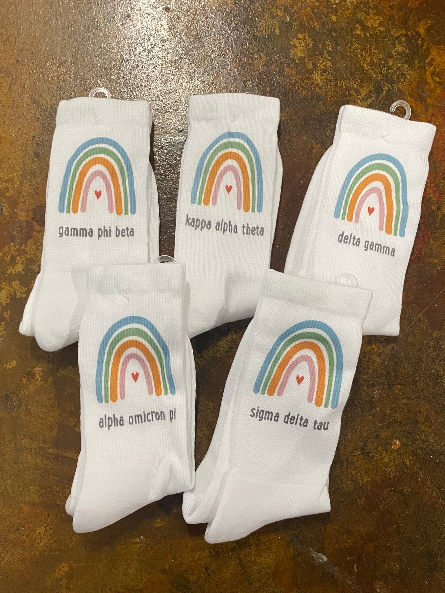 Sorority Rainbow Heart Crew Socks