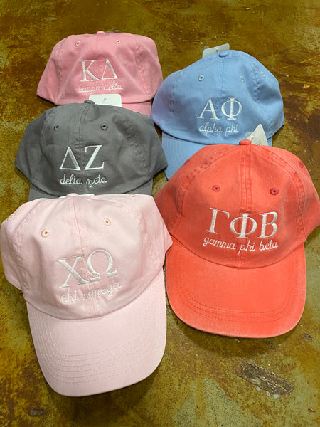 Greek Letters with Script Sorority Hat