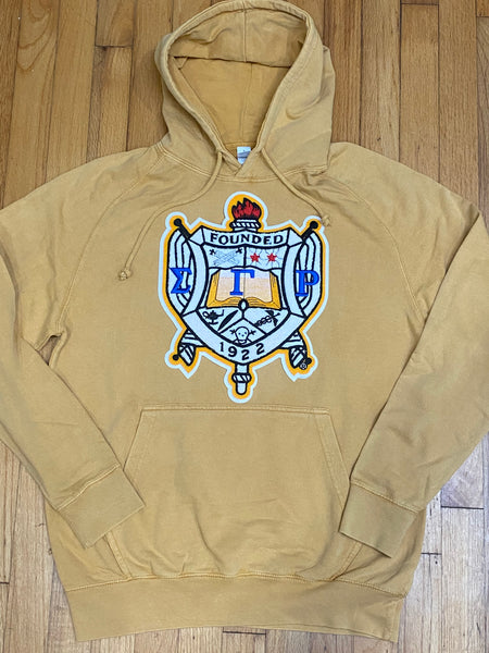 D9 - Vintage Washed Chenille Crest Hooded Sweatshirt