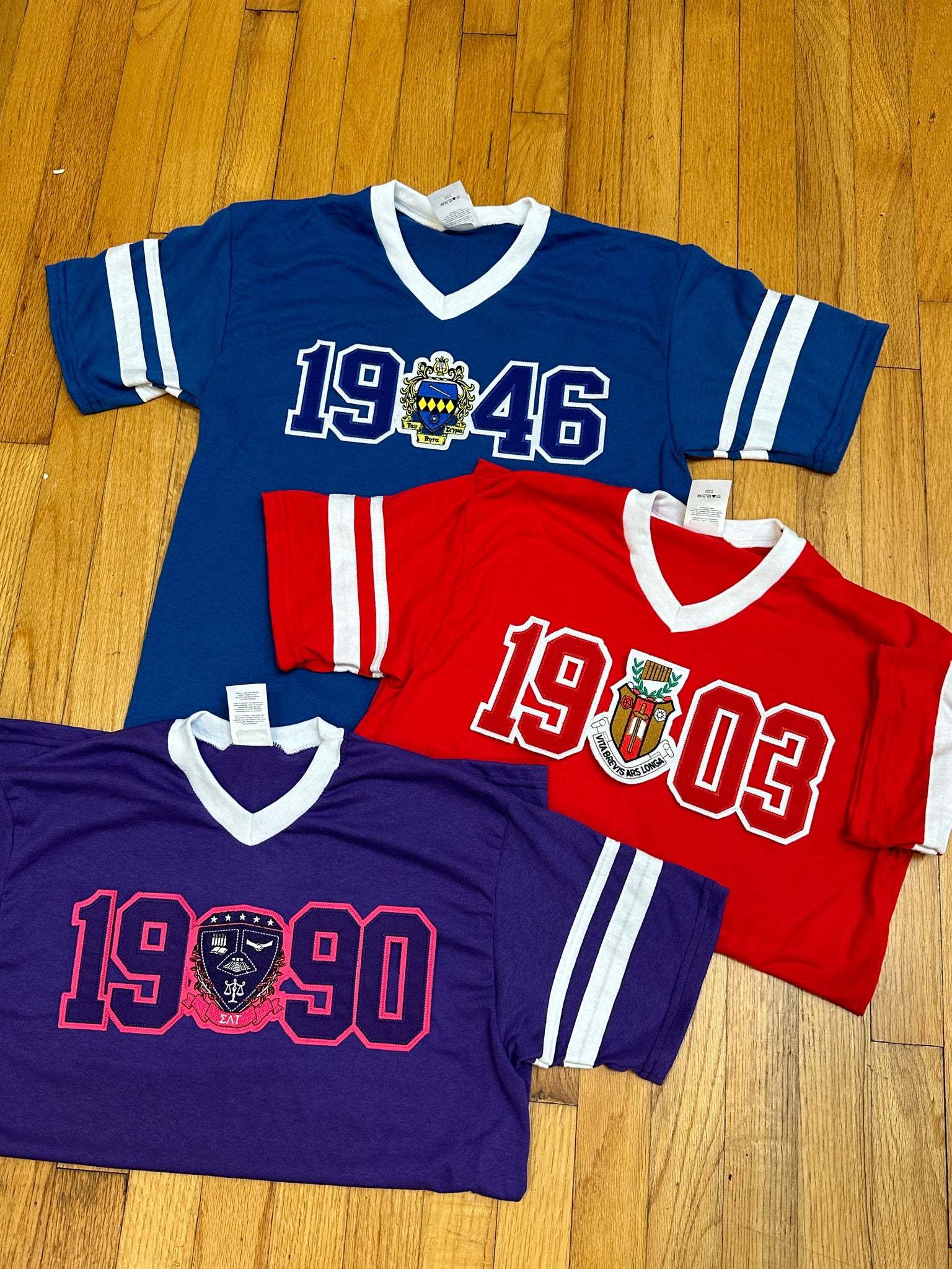 On Campus & Greek Org. Retro V-Neck Jersey Tee