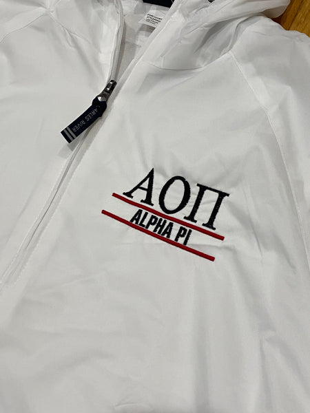 Sorority Rain Jacket Anorak - Black,White, Garnet and Green