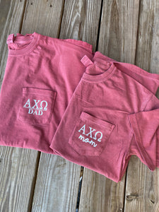 Sorority Mom & Dad Comfort Colors Pocket Tee