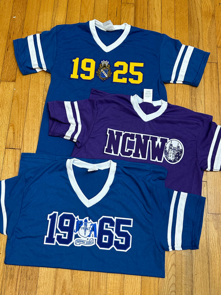 On Campus & Greek Org. Retro V-Neck Jersey Tee