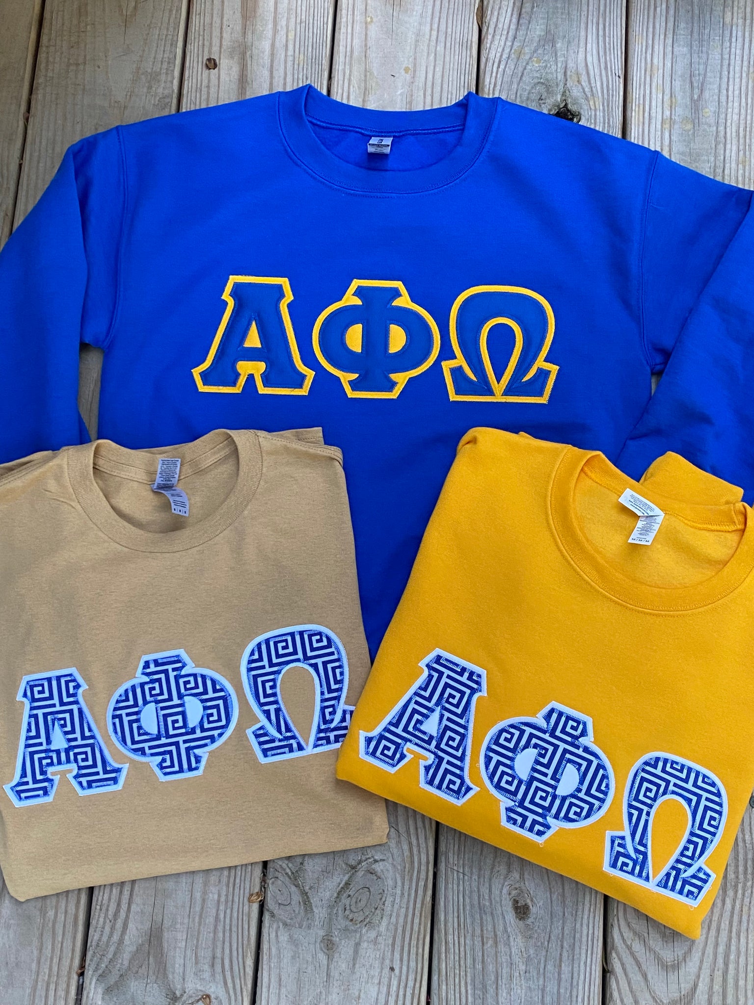 Alpha Phi Omega Stitched Letter Apparel Campus Greek Embroidery Shop