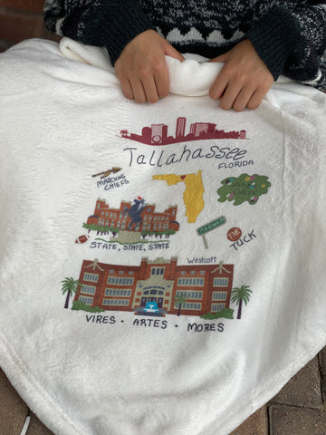 Tallahassee Print (State) - Plush Blanket